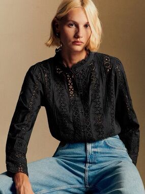 Sezane Rym black lace blouse 4